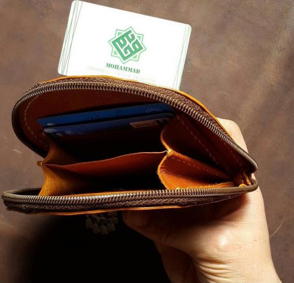کیف کارت زیپ دار چرم طبیعی دستدوز کد محصول: C9