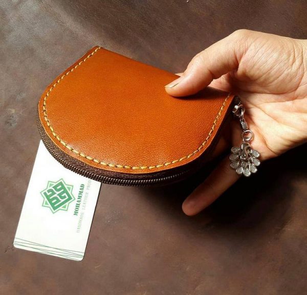 کیف کارت زیپ دار چرم طبیعی دستدوز کد محصول: C9