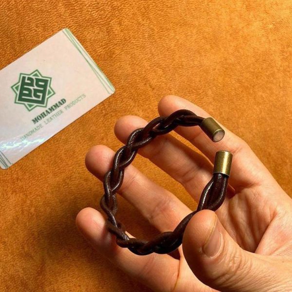 دستبند چرمی بافت چرم طبیعی دستساز کد‌محصول:b1