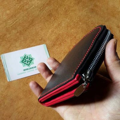 کیف پول دور زیپ چرم طبیعی دستدوز کد محصول:M9