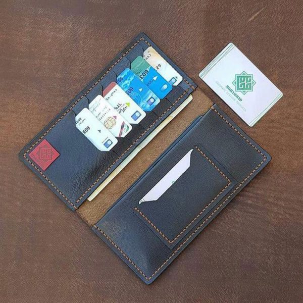 کیف پول موبایل (دو لَت) چرم طبیعی دستدوز کد محصول: m1