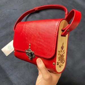 کیف طبله چوبی طرح سنتی تلفیق چرم و چوب کد محصول : S18